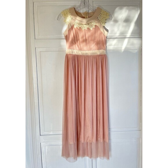 Dresses & Skirts - Blush Pink Pleated Tulle Sleeveless Fairycore Maxi Dress Size Small